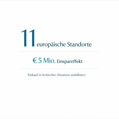 Souveräne Stabilität 11 europäische Standorte, 5 Millionen Euro, Einkauf in kritischer Situation stabilisiert.